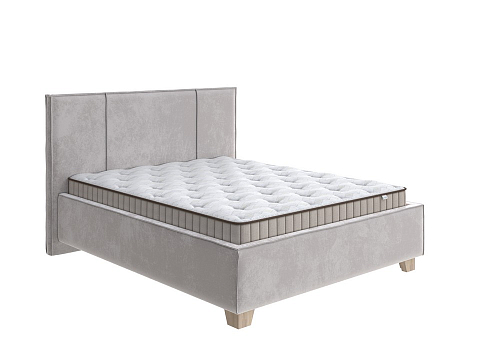 Кровать 140х190 Hygge Line - Мягкая кровать с ножками из массива березы и объемным изголовьем