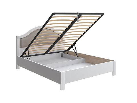Белая кровать Ontario с подъемным механизмом - Уютная кровать с местом для хранения